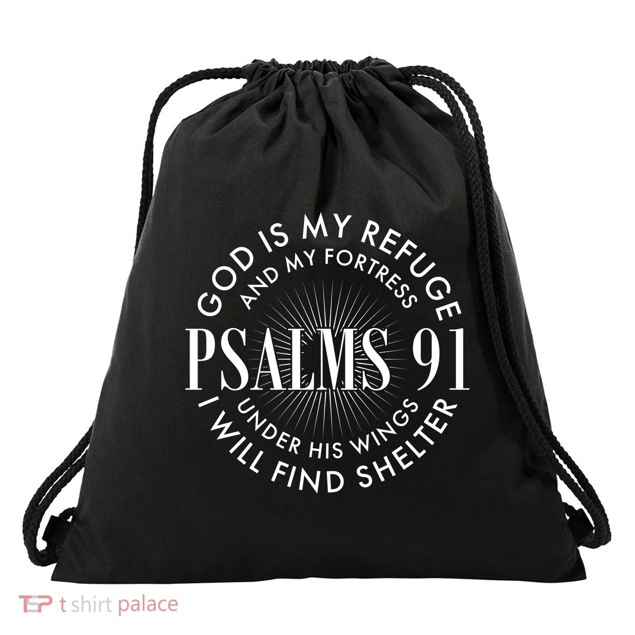 God Is My Refuge And My Fortress Psalms 91 Drawstring Bag
