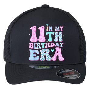 Groovy In My 11th Birthday Era Eleven 11 Years Old Birthday Flexfit Unipanel Trucker Cap