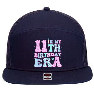 Groovy In My 11th Birthday Era Eleven 11 Years Old Birthday 7 Panel Mesh Trucker Snapback Hat