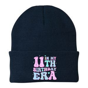 Groovy In My 11th Birthday Era Eleven 11 Years Old Birthday Knit Cap Winter Beanie