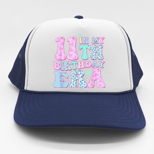 Groovy In My 11th Birthday Era Eleven 11 Years Old Birthday Trucker Hat