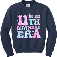 Groovy In My 11th Birthday Era Eleven 11 Years Old Birthday Kids Sweatshirt