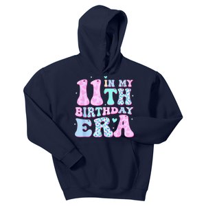 Groovy In My 11th Birthday Era Eleven 11 Years Old Birthday Kids Hoodie