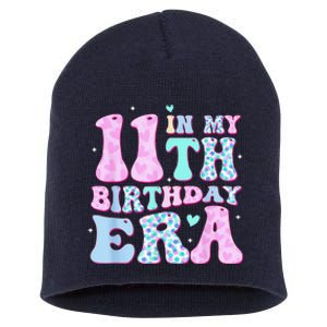 Groovy In My 11th Birthday Era Eleven 11 Years Old Birthday Short Acrylic Beanie