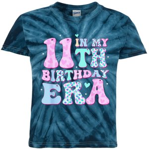 Groovy In My 11th Birthday Era Eleven 11 Years Old Birthday Kids Tie-Dye T-Shirt