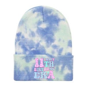 Groovy In My 11th Birthday Era Eleven 11 Years Old Birthday Tie Dye 12in Knit Beanie