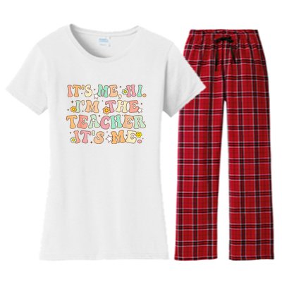 Groovy Its Me Hi Im The Teacher It’s Me Back To School Gifts Women's Flannel Pajama Set