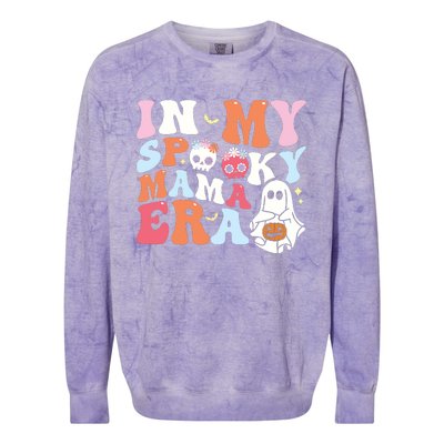 Groovy In My Spooky Mama Era Ghost Halloween Floral Mom Colorblast Crewneck Sweatshirt