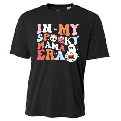 Groovy In My Spooky Mama Era Ghost Halloween Floral Mom Cooling Performance Crew T-Shirt