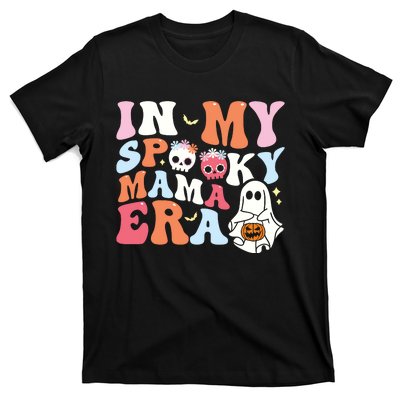 Groovy In My Spooky Mama Era Ghost Halloween Floral Mom T-Shirt