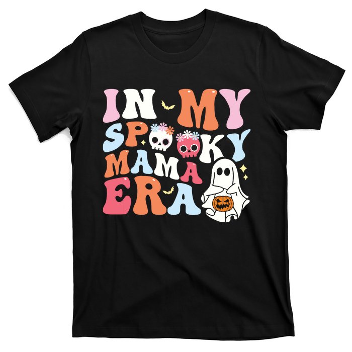 Groovy In My Spooky Mama Era Ghost Halloween Floral Mom T-Shirt