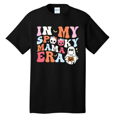 Groovy In My Spooky Mama Era Ghost Halloween Floral Mom Tall T-Shirt