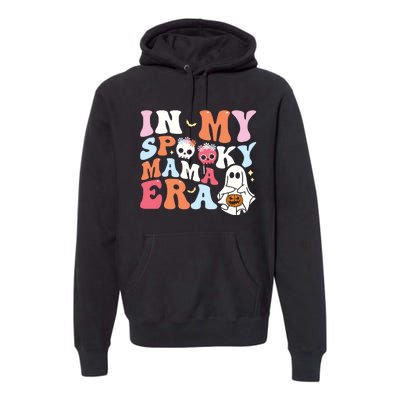 Groovy In My Spooky Mama Era Ghost Halloween Floral Mom Premium Hoodie