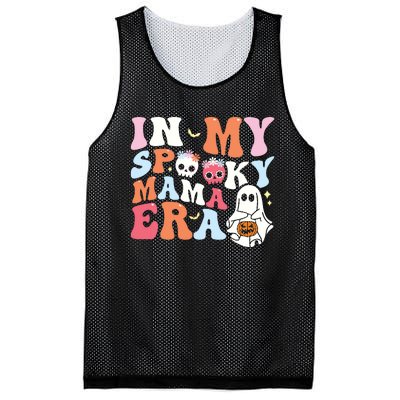 Groovy In My Spooky Mama Era Ghost Halloween Floral Mom Mesh Reversible Basketball Jersey Tank