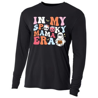 Groovy In My Spooky Mama Era Ghost Halloween Floral Mom Cooling Performance Long Sleeve Crew