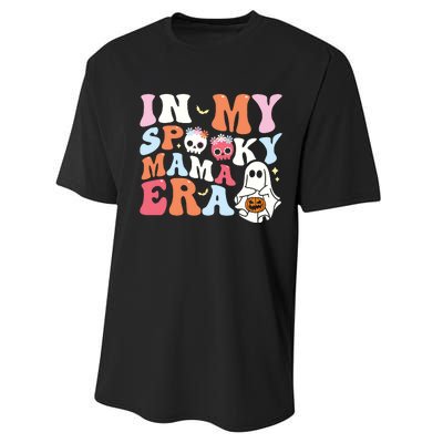 Groovy In My Spooky Mama Era Ghost Halloween Floral Mom Performance Sprint T-Shirt