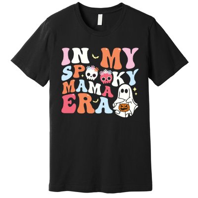 Groovy In My Spooky Mama Era Ghost Halloween Floral Mom Premium T-Shirt