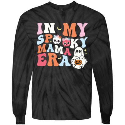 Groovy In My Spooky Mama Era Ghost Halloween Floral Mom Tie-Dye Long Sleeve Shirt