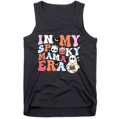 Groovy In My Spooky Mama Era Ghost Halloween Floral Mom Tank Top