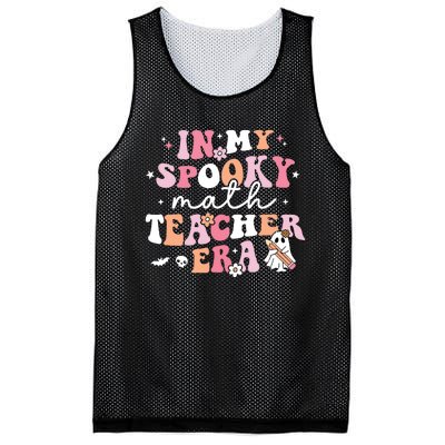 Groovy In My Spooky Math Teacher Era Ghost Funny Halloween Mesh Reversible Basketball Jersey Tank