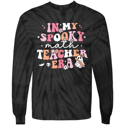 Groovy In My Spooky Math Teacher Era Ghost Funny Halloween Tie-Dye Long Sleeve Shirt