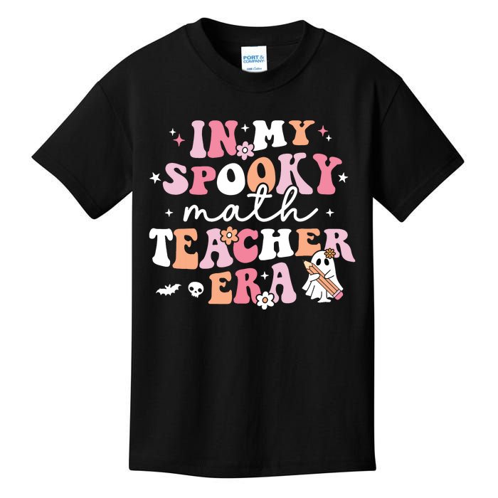 Groovy In My Spooky Math Teacher Era Ghost Funny Halloween Kids T-Shirt