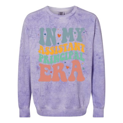 Groovy In My Assistant Principal Era Job Title School Worker Colorblast Crewneck Sweatshirt