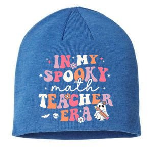 Groovy In My Spooky Math Teacher Era Ghost Funny Halloween Sustainable Beanie