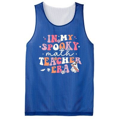 Groovy In My Spooky Math Teacher Era Ghost Funny Halloween Mesh Reversible Basketball Jersey Tank