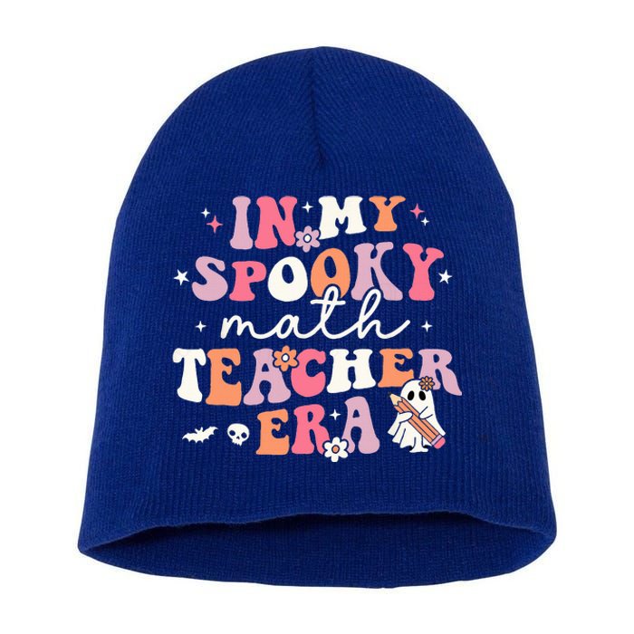 Groovy In My Spooky Math Teacher Era Ghost Funny Halloween Short Acrylic Beanie