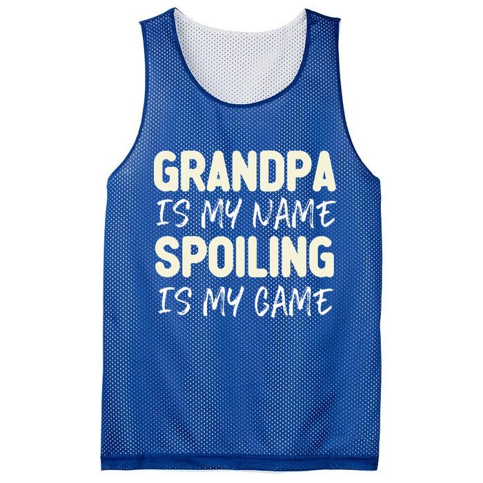 Grandpa Is My Name Spoiling Is My Game Funny Mesh Reversible Basketball Jersey Tank