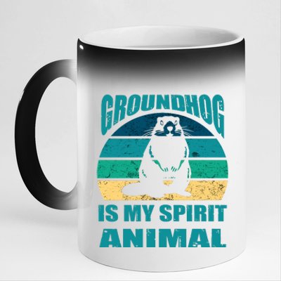 Groundhog Is My Spirit Animal Funny Woodchuck 11oz Black Color Changing Mug