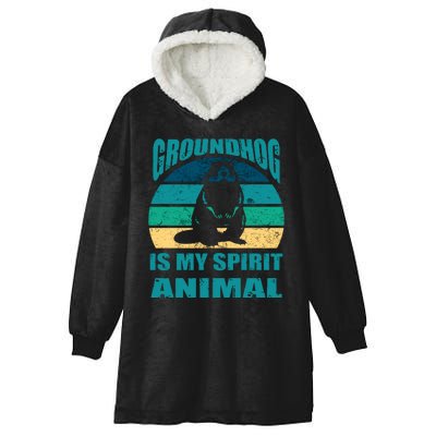 Groundhog Is My Spirit Animal Funny Woodchuck Hooded Wearable Blanket