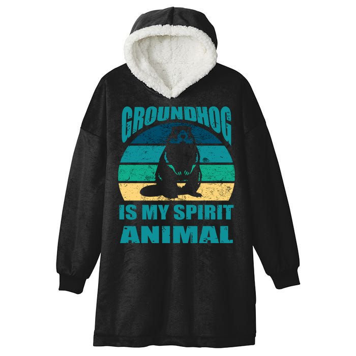 Groundhog Is My Spirit Animal Funny Woodchuck Hooded Wearable Blanket