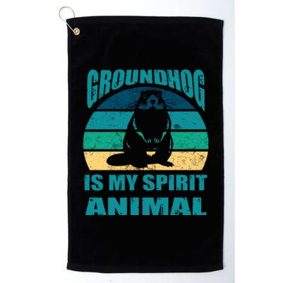 Groundhog Is My Spirit Animal Funny Woodchuck Platinum Collection Golf Towel