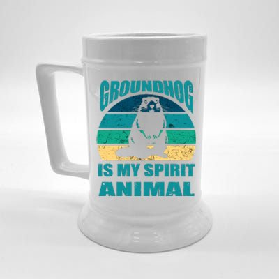 Groundhog Is My Spirit Animal Funny Woodchuck Beer Stein