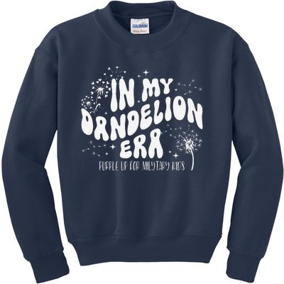 Groovy In My Dandelion Era Purple Up For Military Kids Sweatshirt