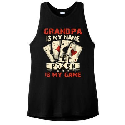 Grandpa Is My Name Poker Is My Game Card Player Casino Ladies PosiCharge Tri-Blend Wicking Tank