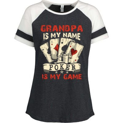 Grandpa Is My Name Poker Is My Game Card Player Casino Enza Ladies Jersey Colorblock Tee