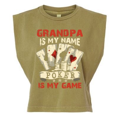 Grandpa Is My Name Poker Is My Game Card Player Casino Garment-Dyed Women's Muscle Tee