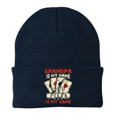 Grandpa Is My Name Poker Is My Game Card Player Casino Knit Cap Winter Beanie