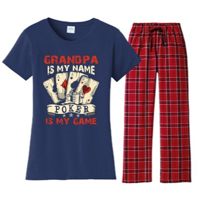 Grandpa Is My Name Poker Is My Game Card Player Casino Women's Flannel Pajama Set