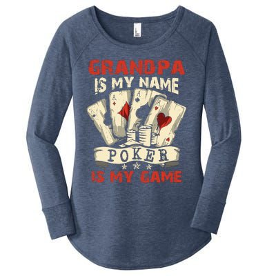 Grandpa Is My Name Poker Is My Game Card Player Casino Women's Perfect Tri Tunic Long Sleeve Shirt