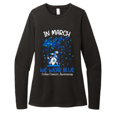 Gnome In March We Wear Blue Clothing Colon Cancer Awareness Gift Womens CVC Long Sleeve Shirt