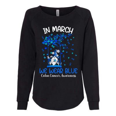 Gnome In March We Wear Blue Clothing Colon Cancer Awareness Gift Womens California Wash Sweatshirt