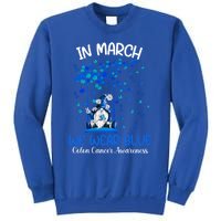 Gnome In March We Wear Blue Clothing Colon Cancer Awareness Gift Sweatshirt