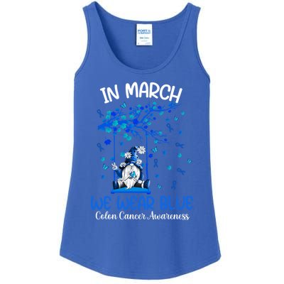 Gnome In March We Wear Blue Clothing Colon Cancer Awareness Gift Ladies Essential Tank