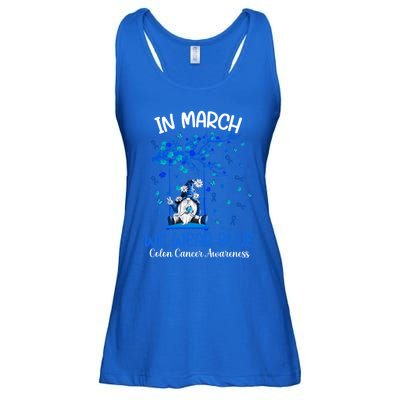 Gnome In March We Wear Blue Clothing Colon Cancer Awareness Gift Ladies Essential Flowy Tank