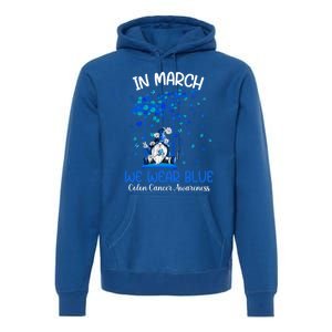 Gnome In March We Wear Blue Clothing Colon Cancer Awareness Gift Premium Hoodie