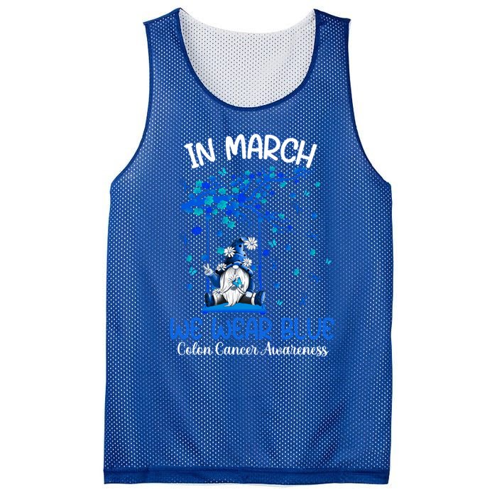 Gnome In March We Wear Blue Clothing Colon Cancer Awareness Gift Mesh Reversible Basketball Jersey Tank